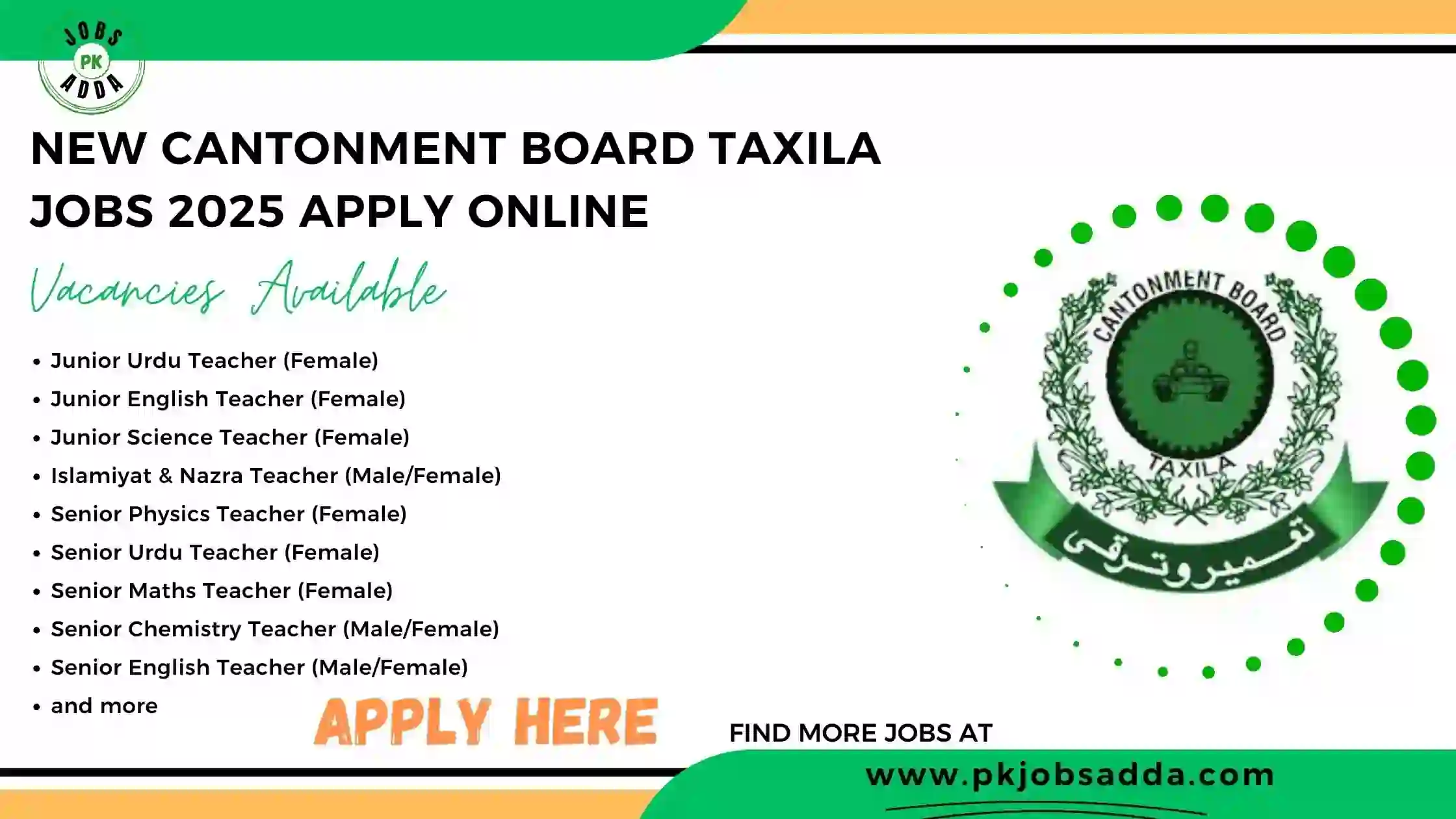 Cantonment Board Taxila Jobs 2025